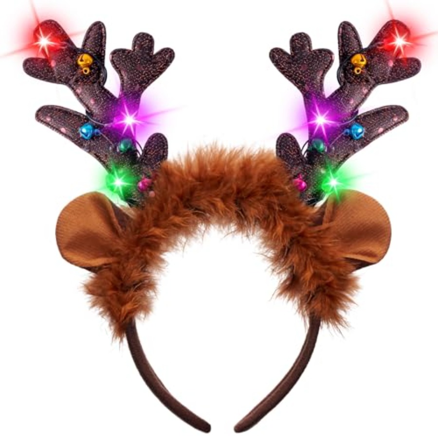 Reindeer Antlers Headband - JOYIN Christmas 4PCS Reindeer Headband, Light-Up