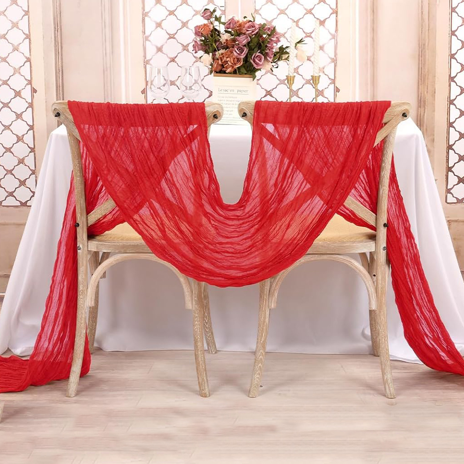 Red Table Runner Gauze Wedding - Christmas Table Runner review and price