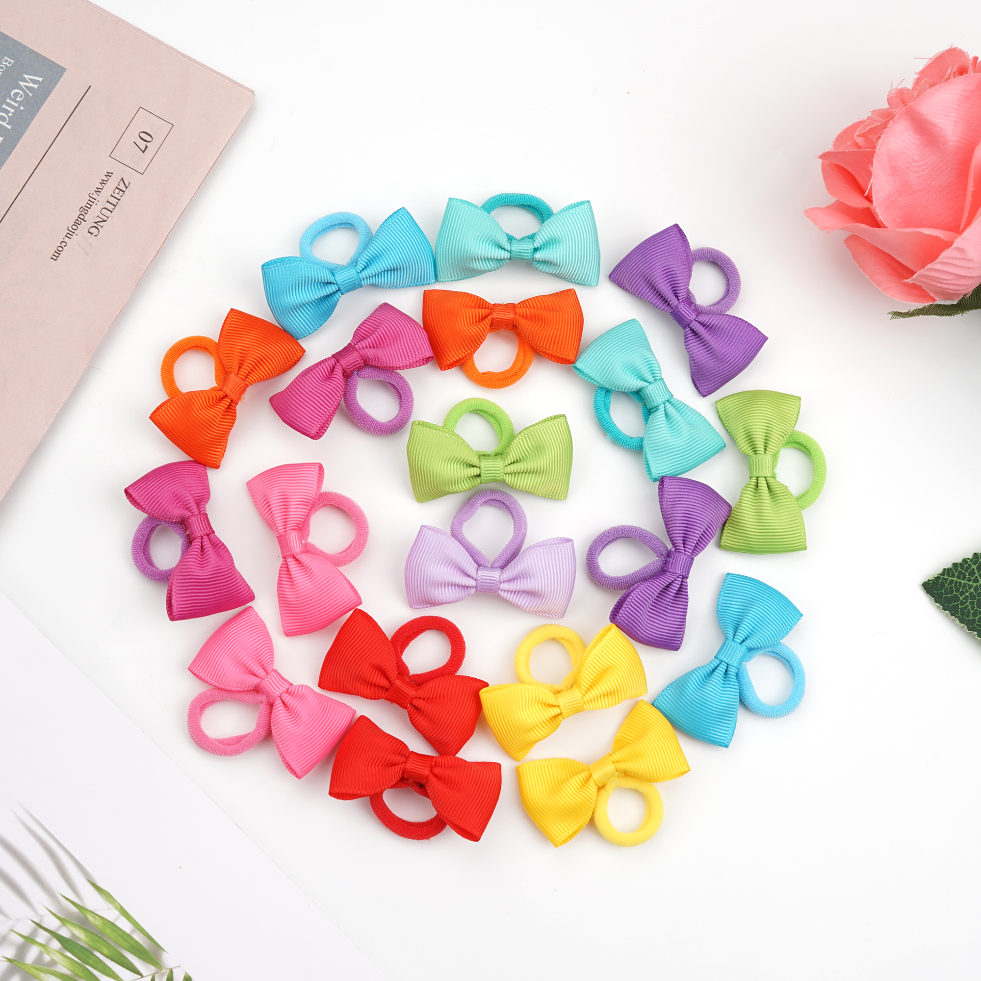 40/60/80 Baby Girls Hair Ties  - Ribbon Bow Gift review and price