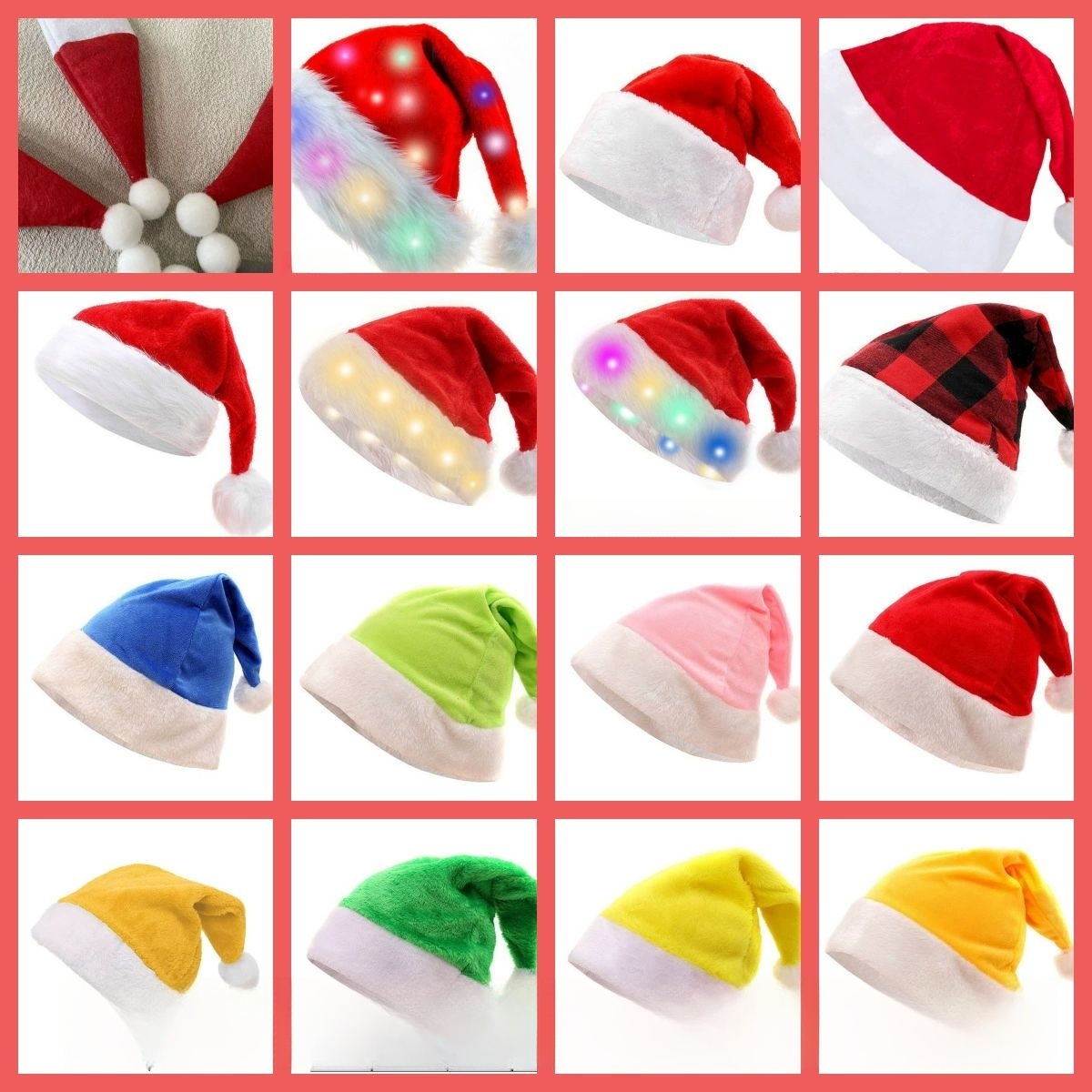 50pcs Christmas Plush Velvet H - Santa Hat Plush review and price