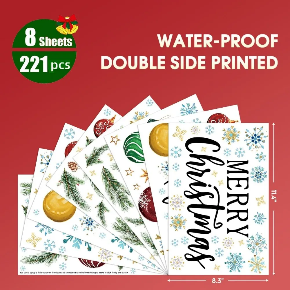 221 PCS Christmas Window Cling - Snowflake Window Decal review and price