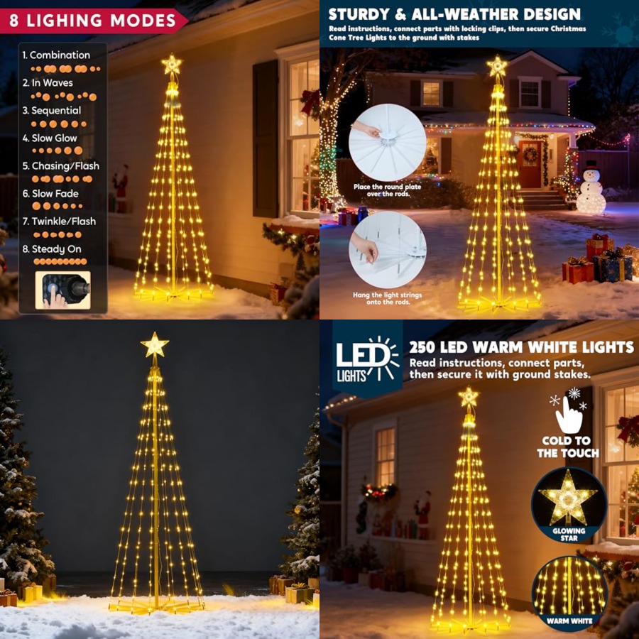 LED Christmas Cone Tree Lights - Star Tree Topper review and price
