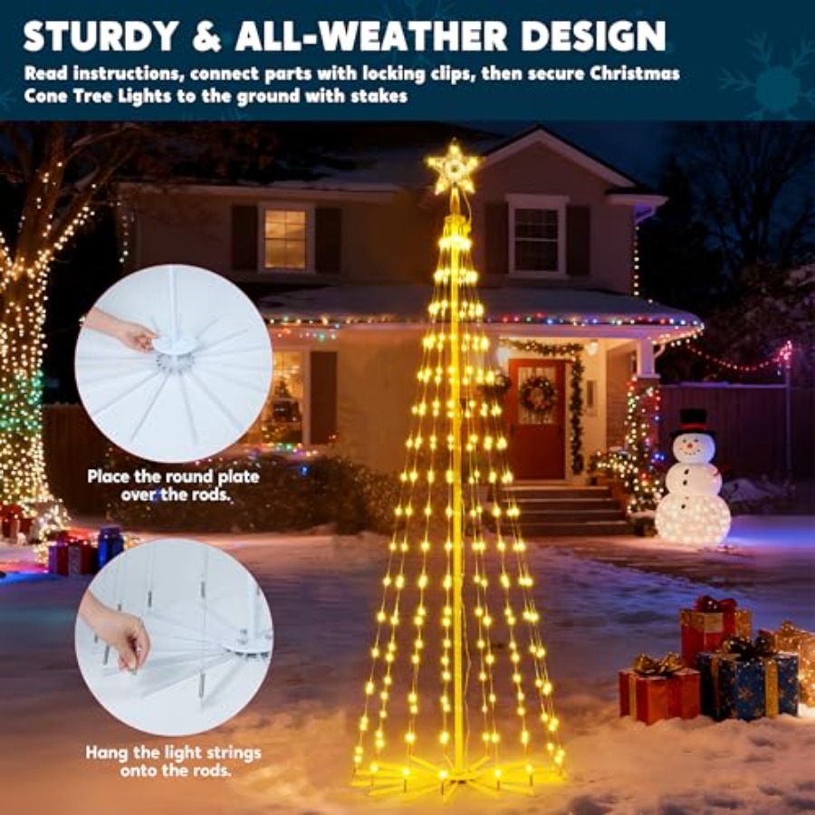 LED Christmas Cone Tree Lights - Star Tree Topper review and price