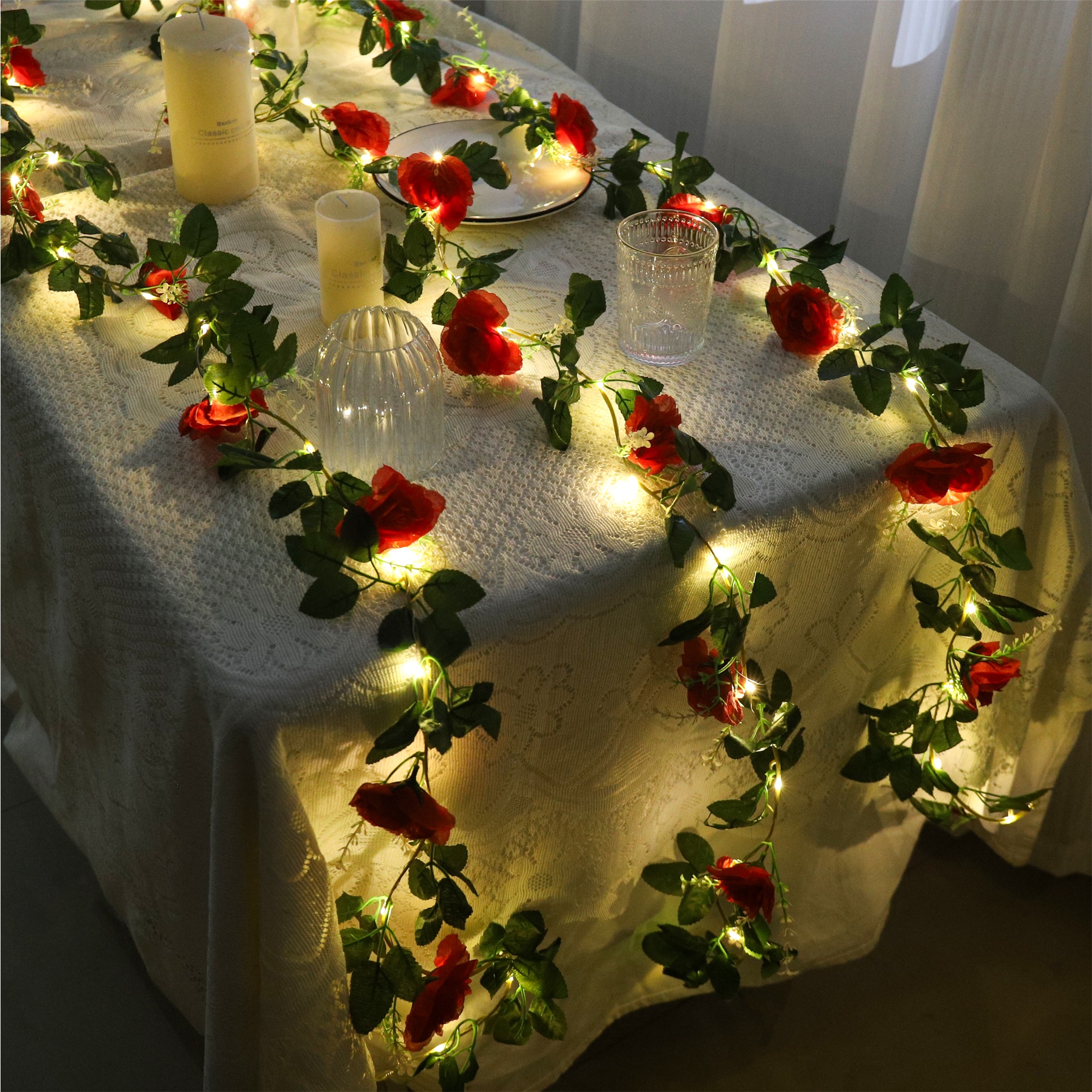 Rose LED Vine Light String Art - Christmas Wreath Fake review and price