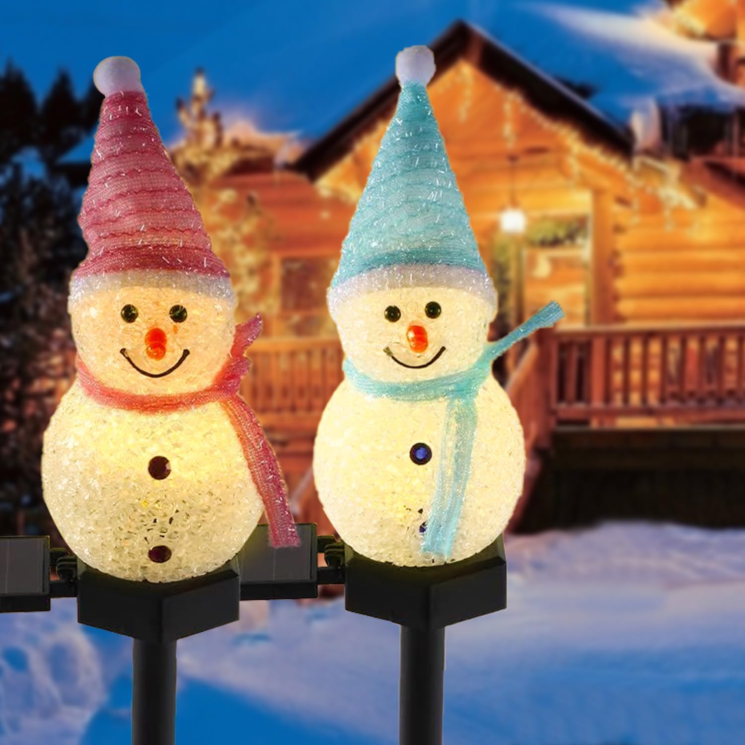 A set of four-piece solar snow - Christmas Lights Outdoor review and price