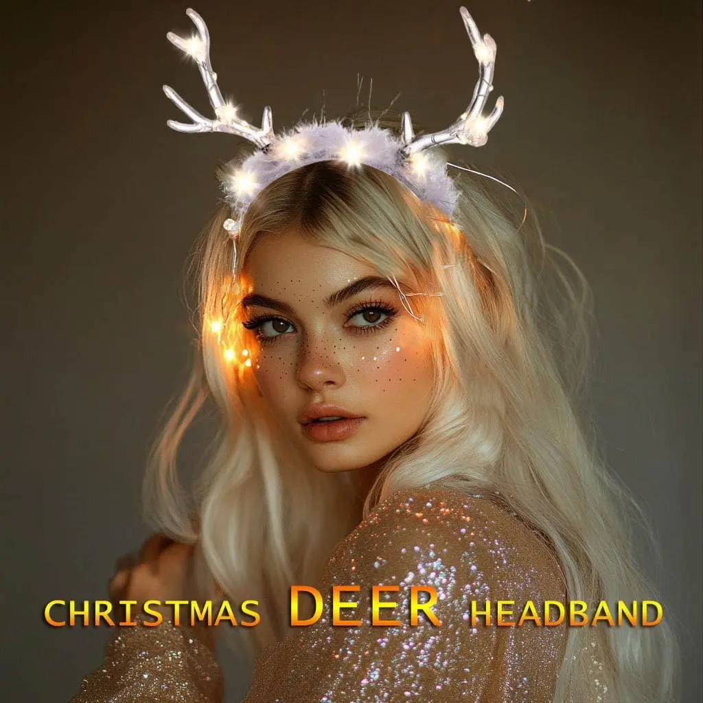 Glowing Clear Christmas Deer F - Reindeer Antlers Headband review and price