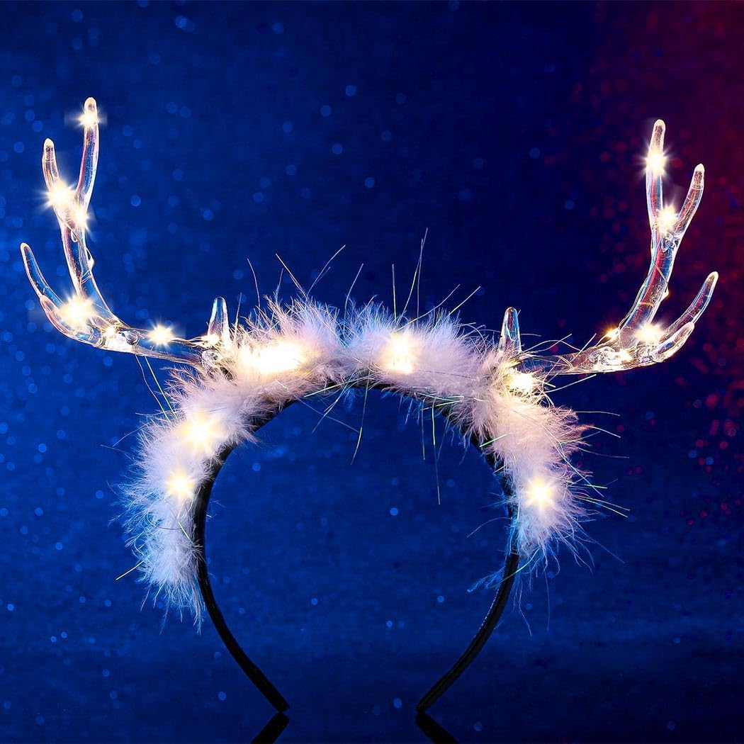 Glowing Clear Christmas Deer F - Reindeer Antlers Headband review and price