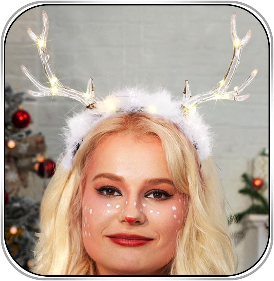Glowing Clear Christmas Deer F - Reindeer Antlers Headband review and price