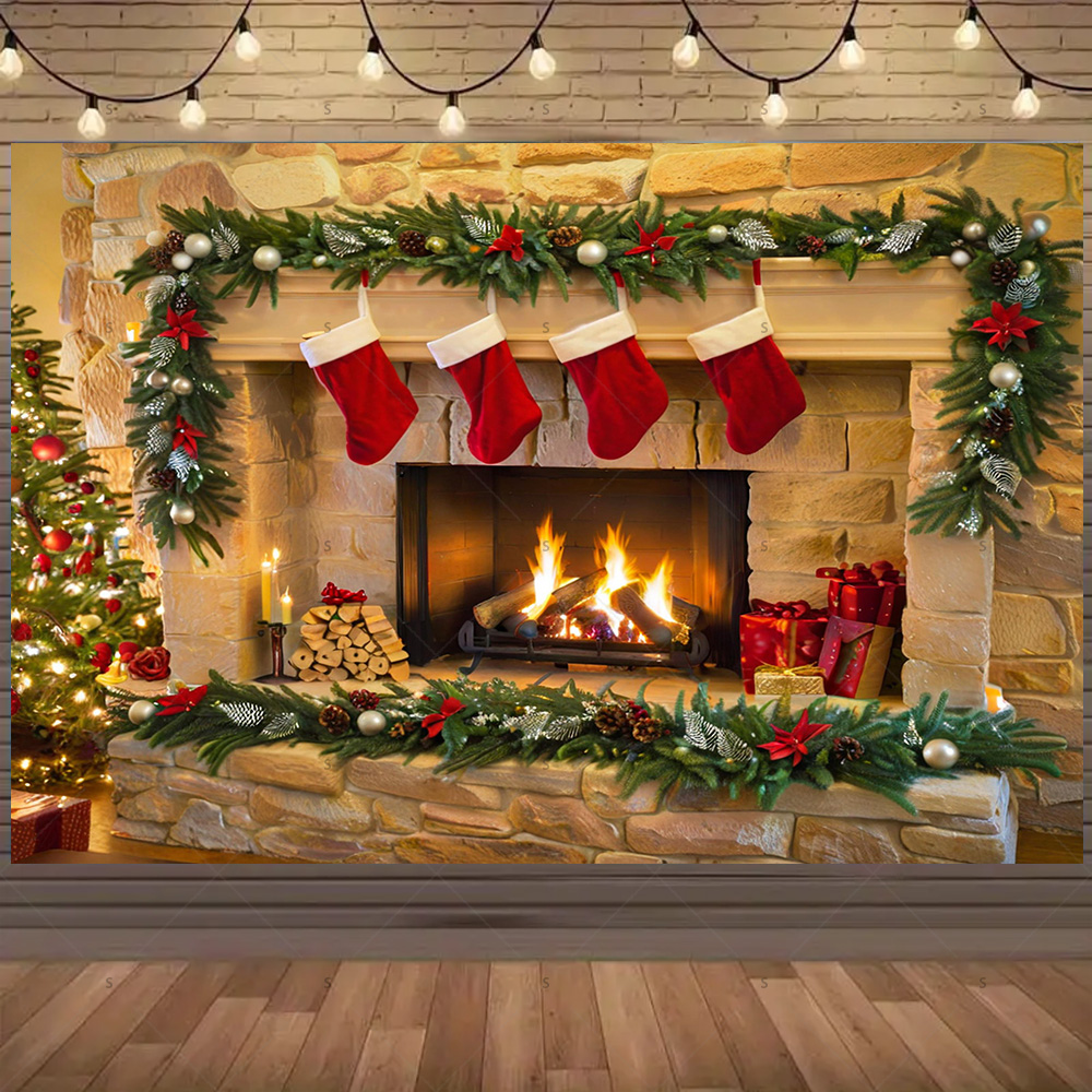 Christmas Photography Backdrop - Christmas Stocking Hanging review and price