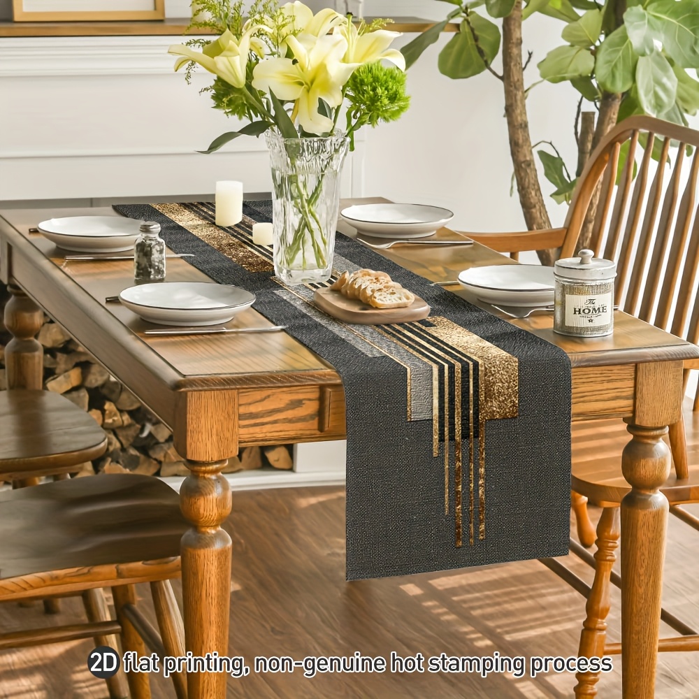 Black & Gold Geometric Quilt T - Christmas Table Runner review and price