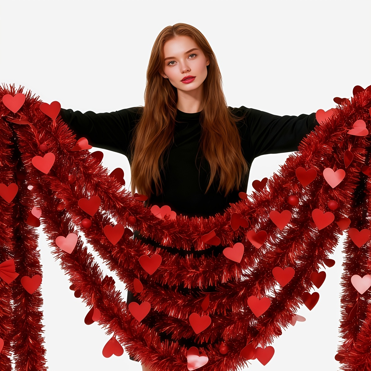 3pcs Red Heart Plastic Tinsel  - Tinsel Garland Decoration review and price