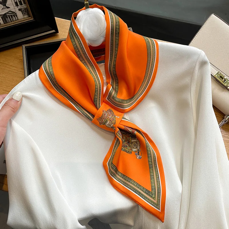 Retro Print Skinny Silk Scarfs - Ribbon Bow Gift review and price