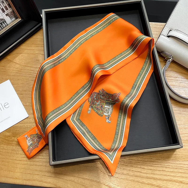 Retro Print Skinny Silk Scarfs - Ribbon Bow Gift review and price