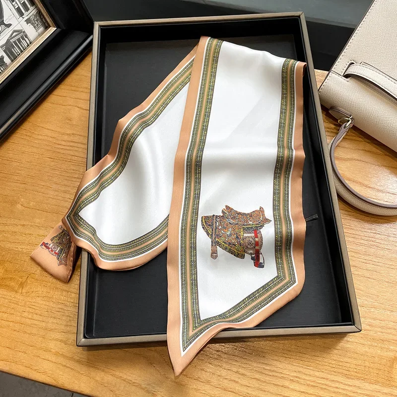 Retro Print Skinny Silk Scarfs - Ribbon Bow Gift review and price