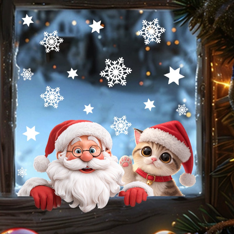 Kitten Santa Claus Window Stic - Snowflake Window Decal review and price