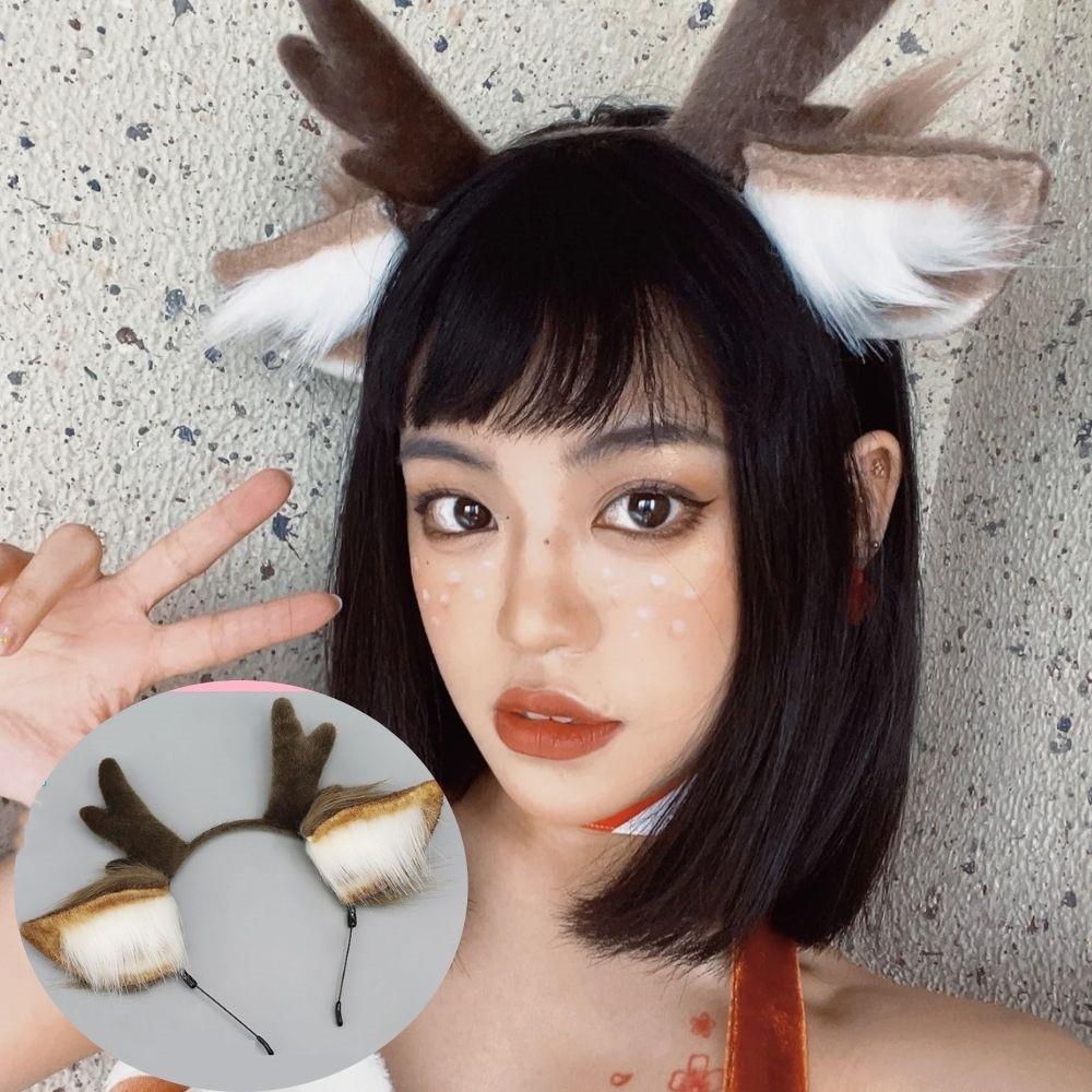 Handmade Animal Fur Antler Hea - Reindeer Antlers Headband review and price
