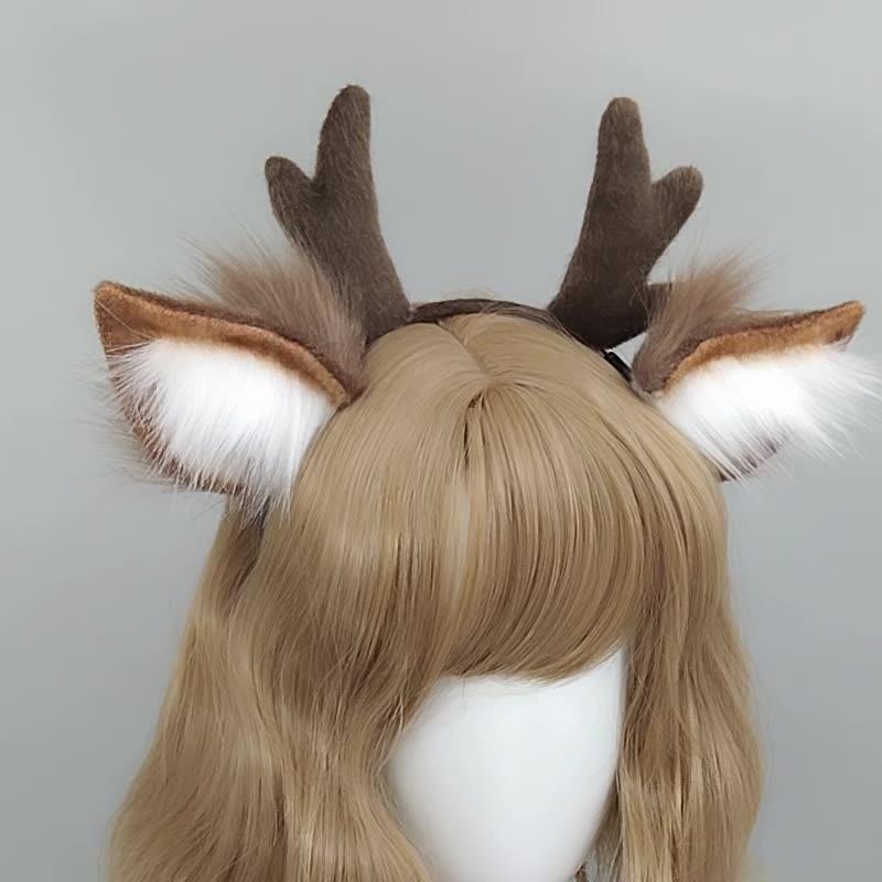 Handmade Animal Fur Antler Hea - Reindeer Antlers Headband review and price