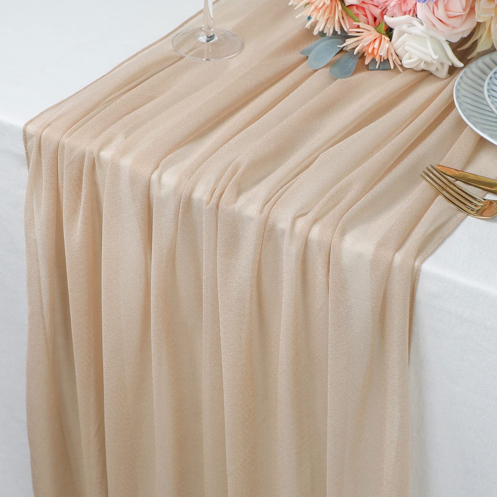Beige Table Runner Chiffon Tab - Christmas Table Runner review and price
