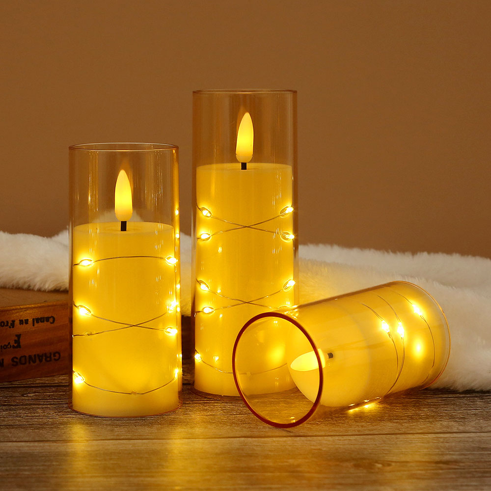 3pcs/set LED Copper Wire Flame - Holiday Candle Set review and price